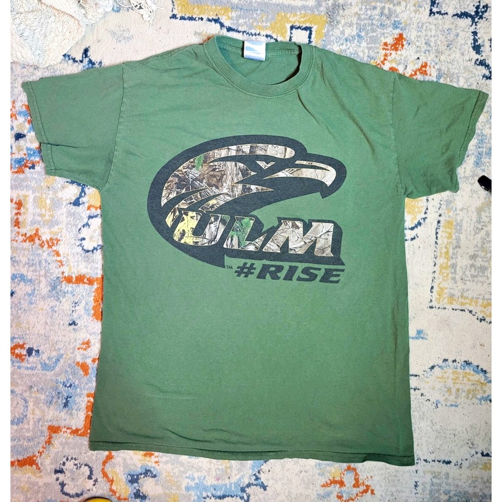 Gildan Heavy Cotton ULM Warhawks #RISE Green Shirt, Men's Size M